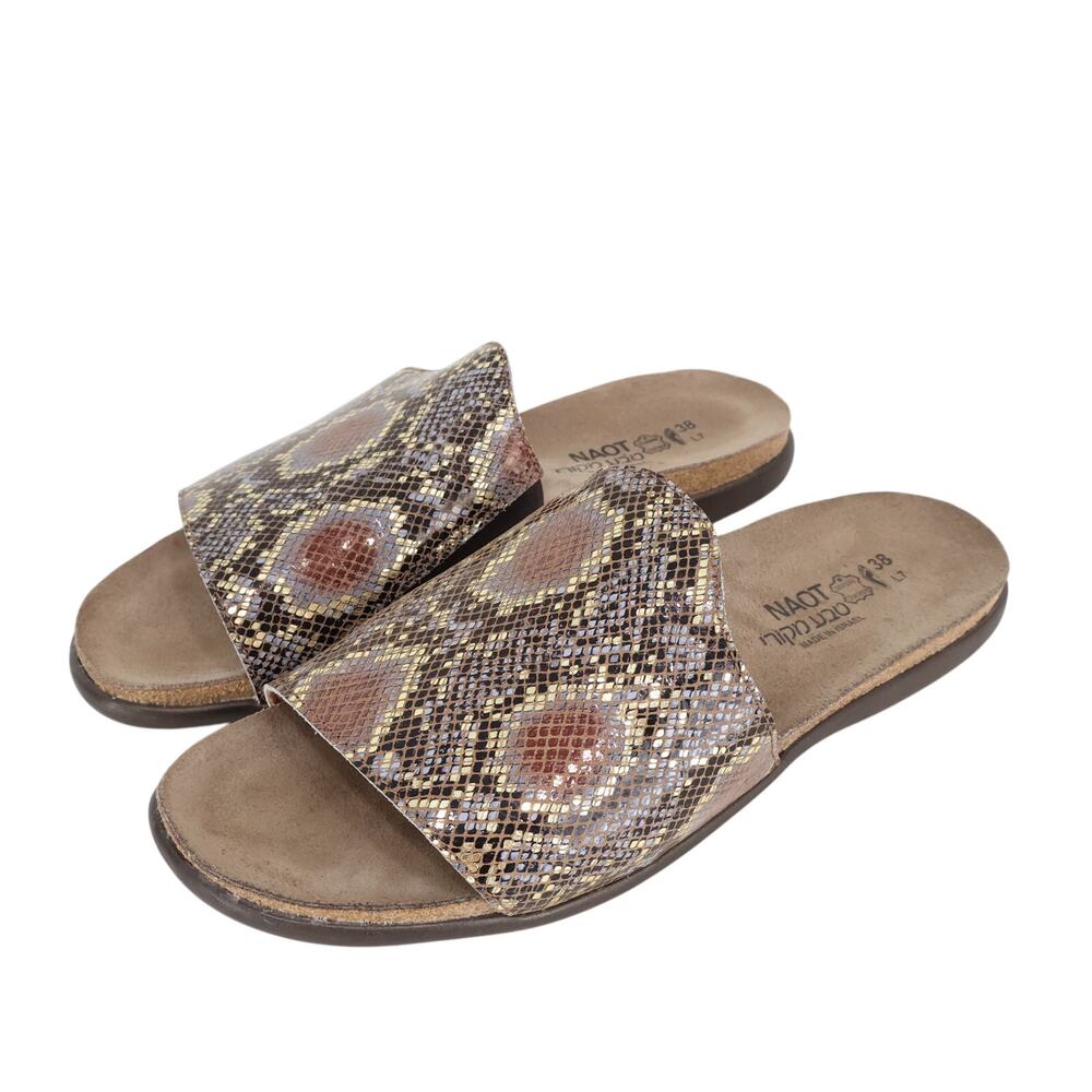 Noat Women's Skylar Slide Sandal Golden Python Leather Size 38 US 7